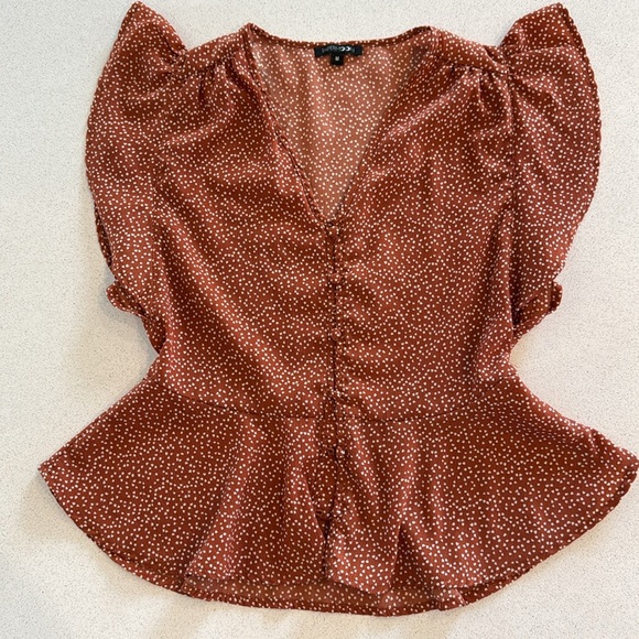 Papermoon Blouse – Size M, Brown with Abstract Dot Print, 100% Polyester - Picture 4 of 11